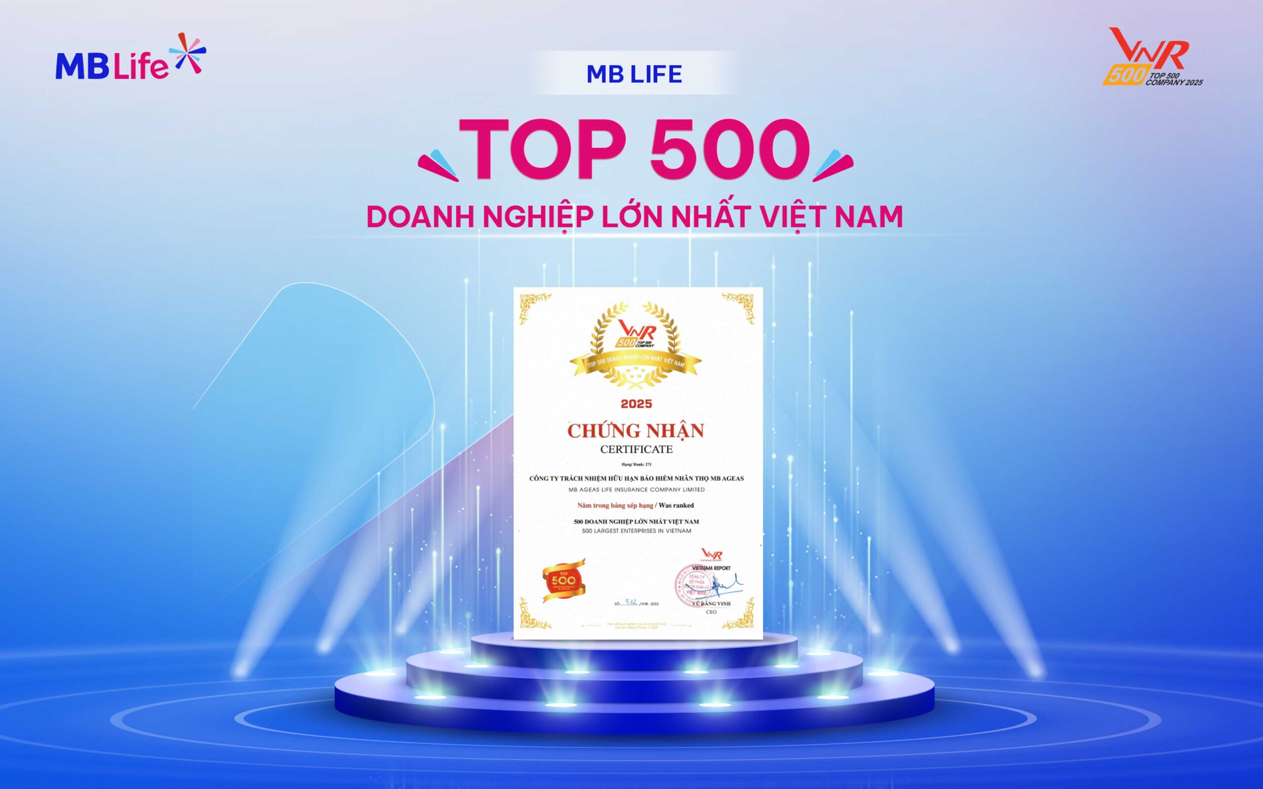 MB Life 6 năm liên tiếp ghi danh “Top 500 Doanh nghiệp lớn nhất Việt Nam”